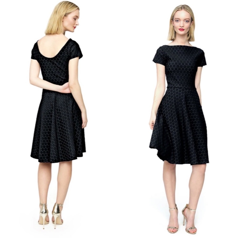 Leota Black Circle Jacquard Dress - Size Medium